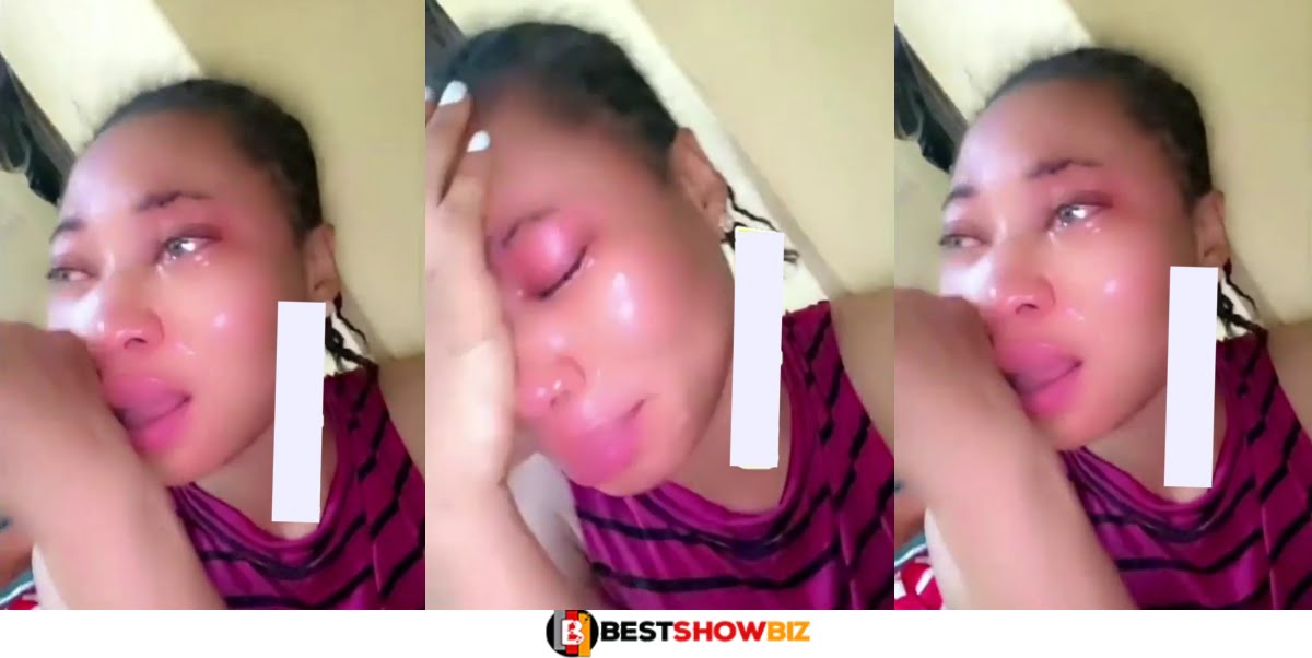 Lady cries like a baby after seeing boyfriend chopping another girl in his room when she paid a surprise visit (Video)