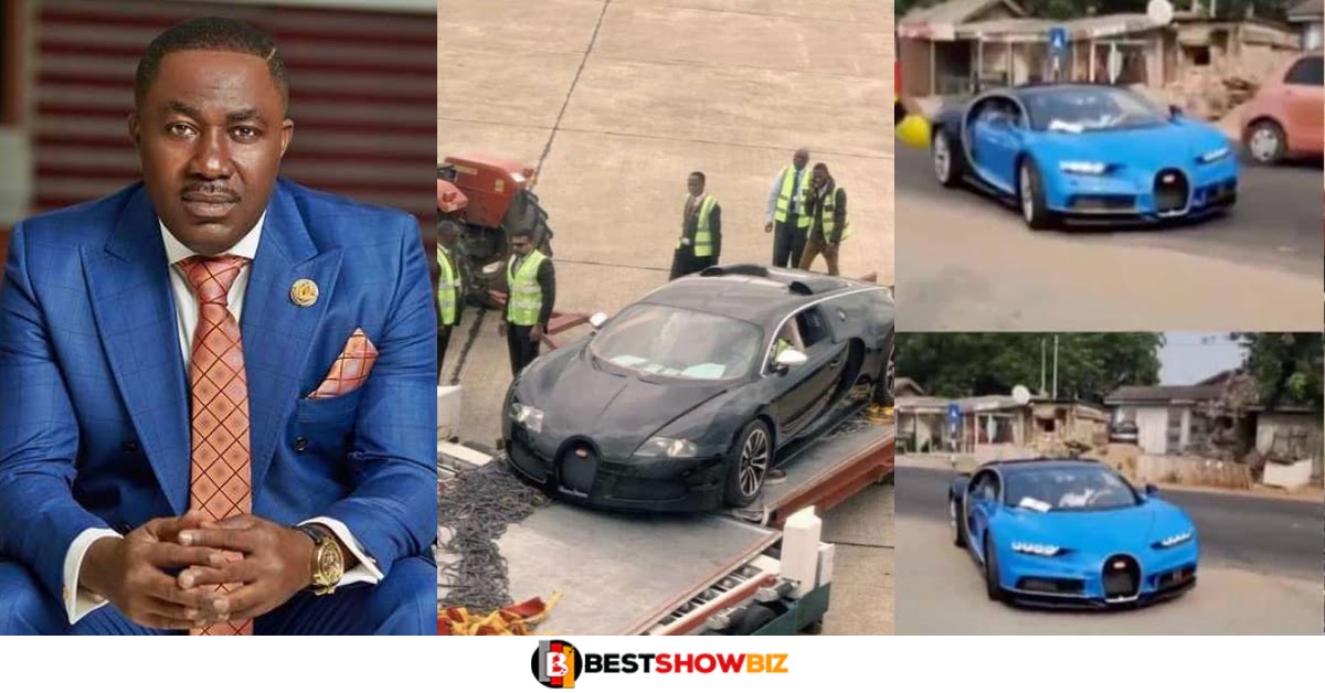 Man challenges Dr. Osei Kwame Despite as new Bugatti arrives in Ghana (Photo)