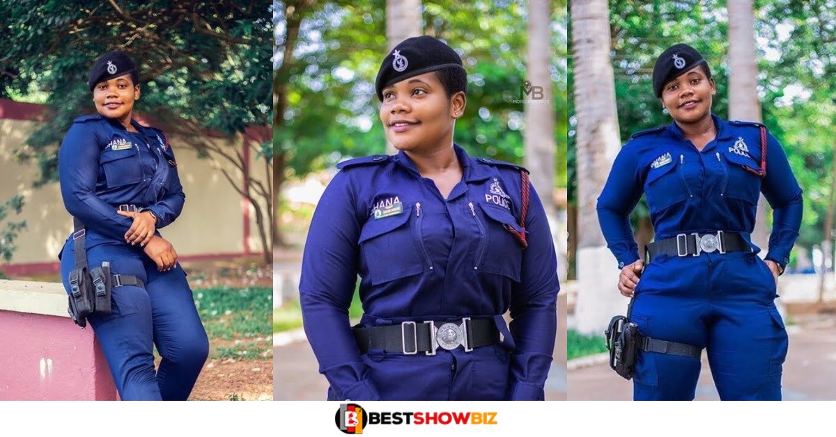 Meet the Beautiful female police officer voted as 'Ghana’s Most Beautiful Police Officer' on the internet (Photos)
