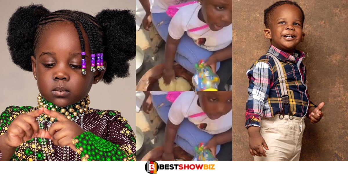 New Adorable Video Of Stonebwoy's Daughter Jidula And His Son Janam Jnr. Pounding Fufu Pops Up