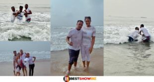(Photos) Prophet Nigel Gaisie spotted baptizing beautiful girls in the sea.