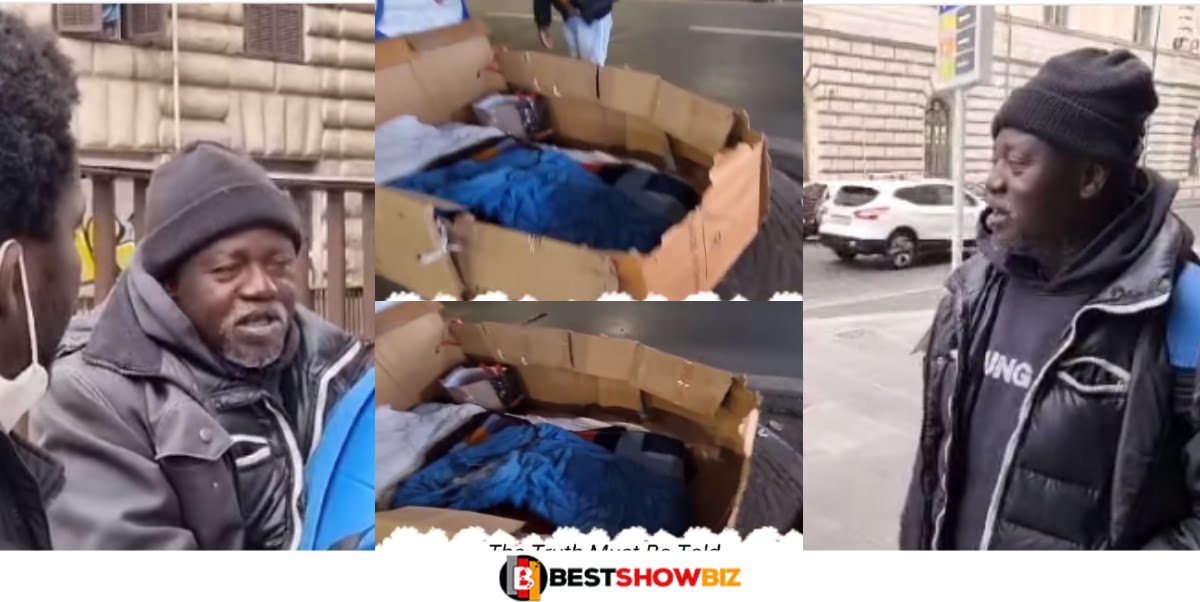 Sad Video of a Homeless Ghanaian Man in Italy Begging for Help to Return to Ghana