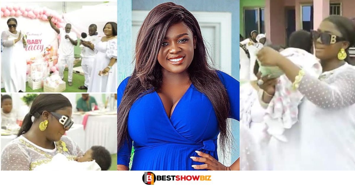 Tracey Boakye Gives GHC10k and Promises To Pay All School Fees Of A Baby Named After Her In New Video