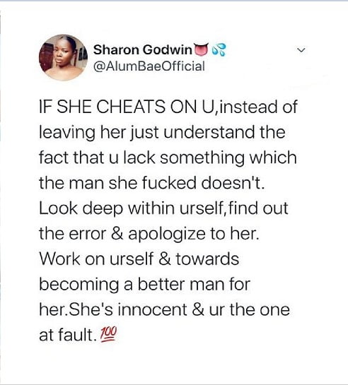 If Your Woman Cheats On You, Apologize To Her Instead Of leaving Her – Lady Advises Men
