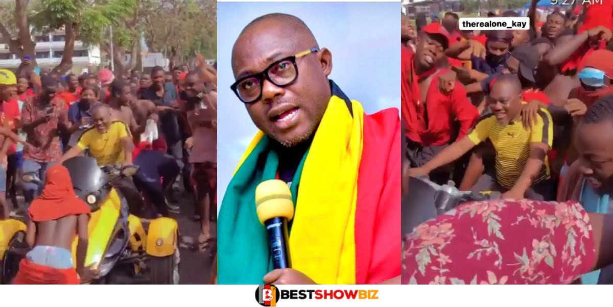 UTAG Strike: Prof. Gyampo Spotted On a Motobyke as Students Cheers Him Up On Legon Campus (Video)