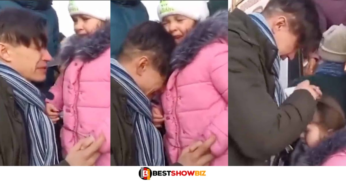 Ukraine: Sad video of a father saying goodbye to his daughter as she is being taken to safety will break your heart