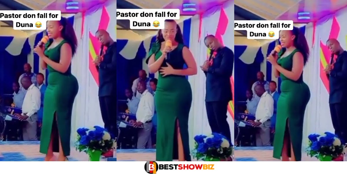 (Video) Beautiful lady confuses pastor and Church members with her heavy backside as she shares testimony