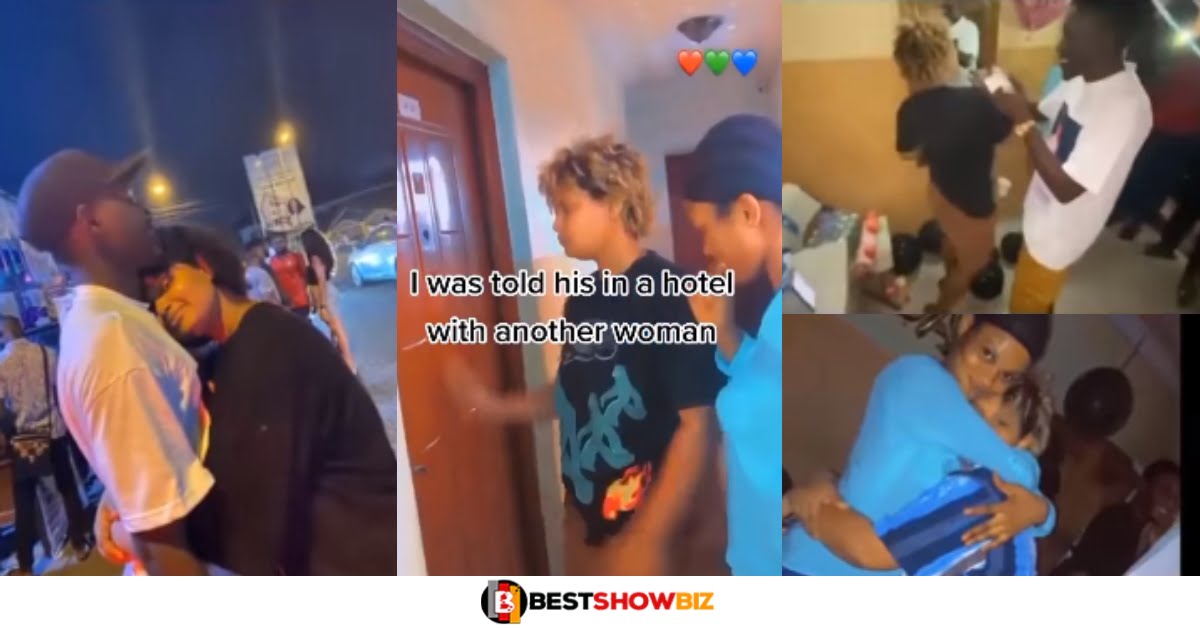 (Video) Emotional moment Lady storms hotel to confront her boyfriend with another woman only to get a beautiful birthday party