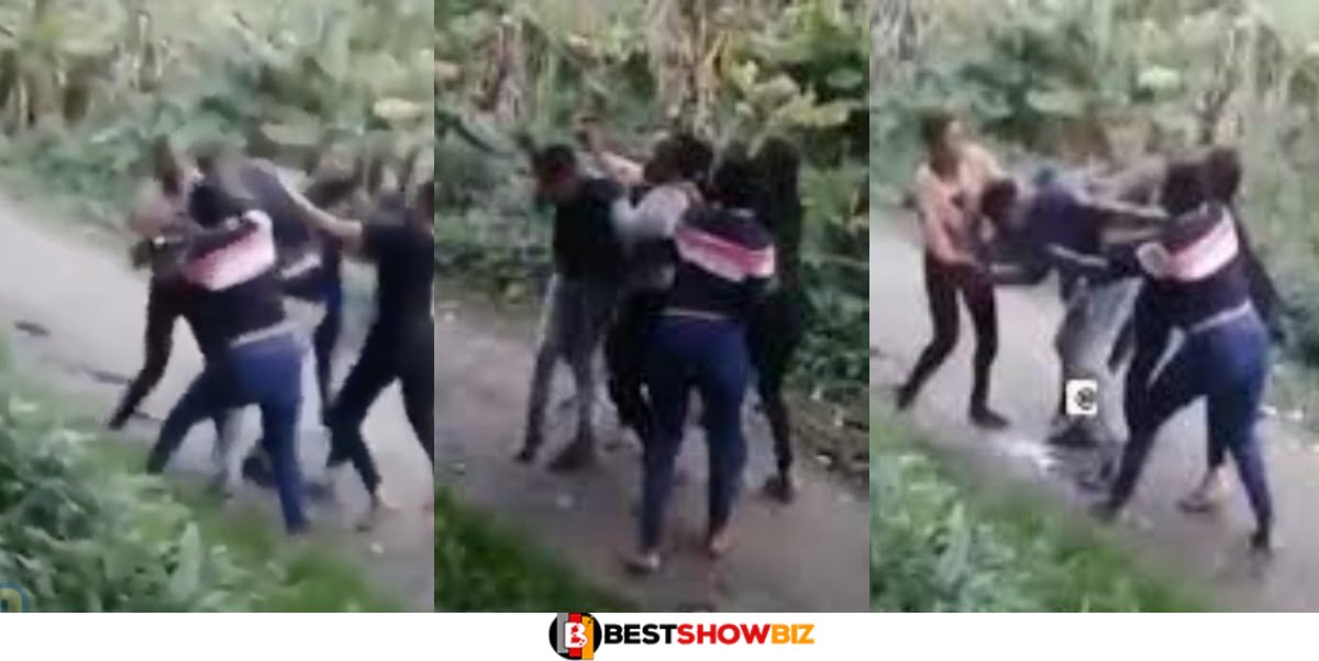 (Video) Five Legon girls beat up boyfriend who was dating them at the same time on Val's day