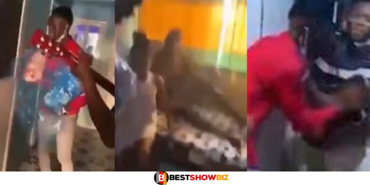 (Video) Legon Boy In Tears After Seeing Another Guy Chopping His Girlfriend In Hostel Whiles Presenting Val’s Day Gift