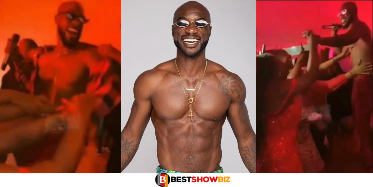 Watch Video as women 'harass' Kwabena Kwabena as he performs on stage on Valentine night