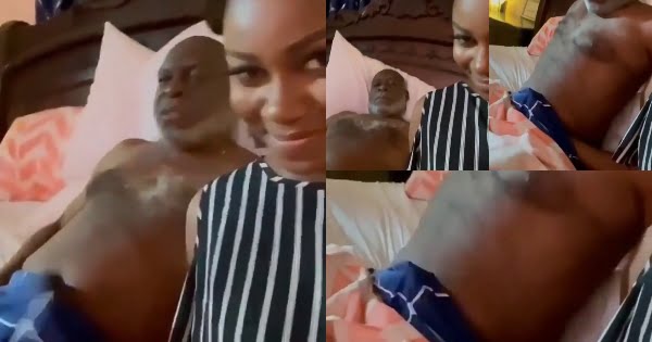 Watch video of Yvonne Nelson playing with the 'D' of Old man Kofi Adjorlolo in bed