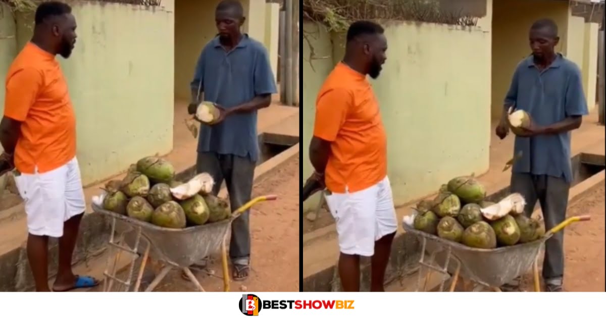 Businessman gives a 30-year coconut seller Ghc5,000 to help him turn his life around – Video