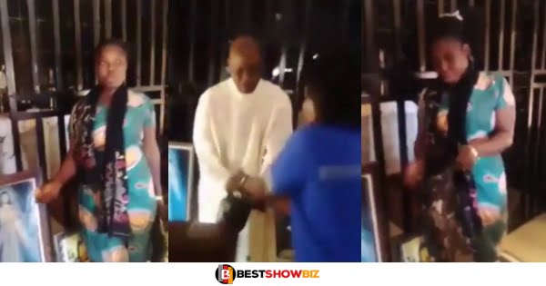 Rev Father slaps and beats lady with a cane for stealing church Offering (video)