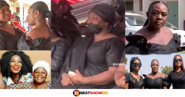 Sad video Gloria Sarfo Crying like a baby at her mother's one-week celebration surfaces online, Emelia Brobbey and others console her