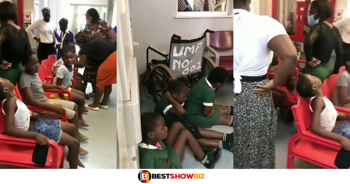 Hundreds of schoolchildren cry out in agony after eating poisoned sweets given to them by a colleague (Video)