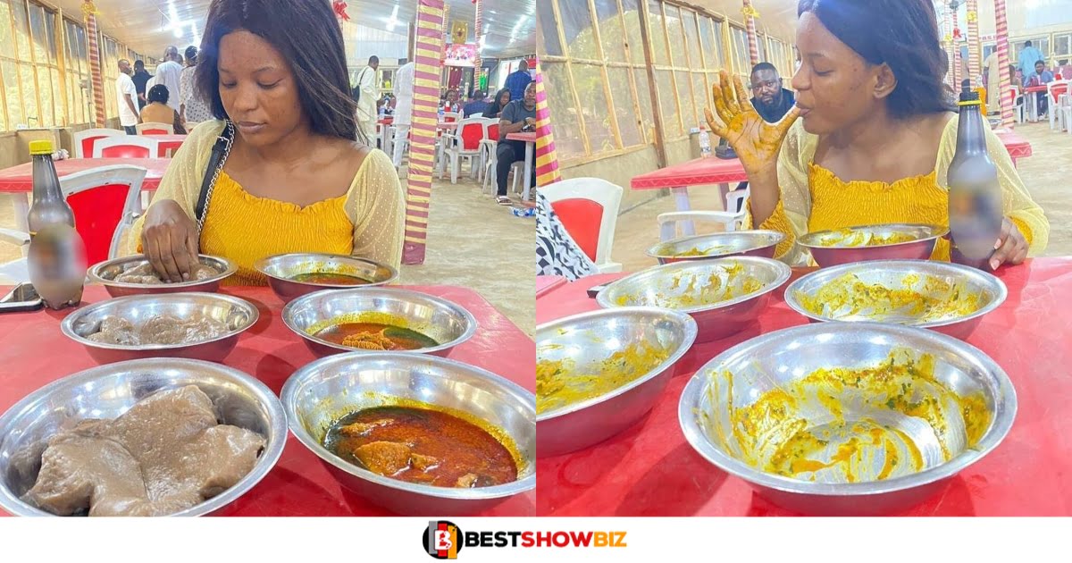 Lady goes viral after finishing 3 huge bowls of 'konkonte'