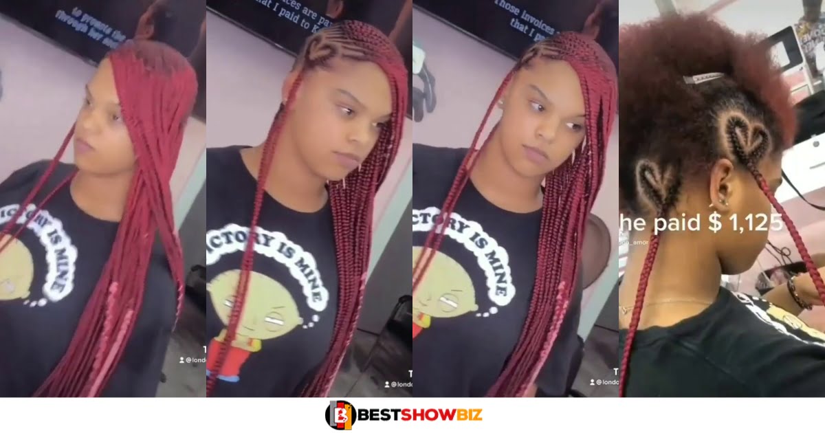 Social media roast lady for spending over Ghc 7000 on just braided hairstyle (video)
