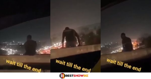 Watch sad video of a depressed man jumping from a tall footbridge to his dḛἇth in Accra