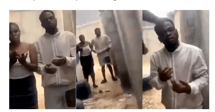 Man catches friend ch0pping his girlfriend in an uncompleted building