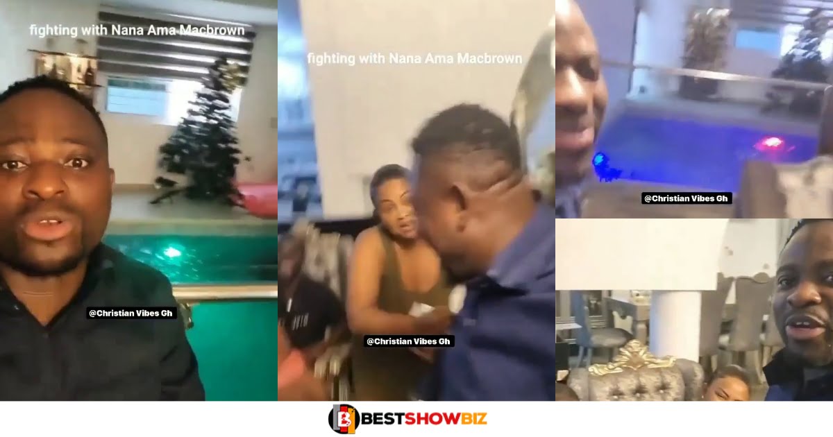 Mcbrown is so rich! she tried to stop Brother Sammy from videoing her hall which has a swimming pool (video)