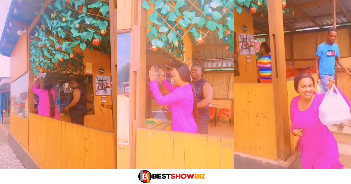 Hungry Nana Ama Mcbrown harrases waakye seller for delaying her food (video)