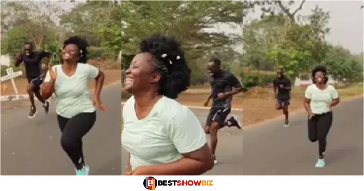 Watch beautiful videos as Okyeame Kwame's wife Annica outruns him in a racing challenge