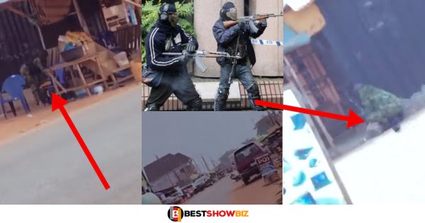 Nigerian Soldiers Spotted Hiding At The Back Of Someone’s Shop As Armed Robbers Attacks A Bank (Video)