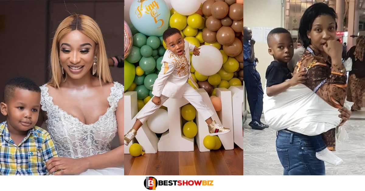 Visionary mother: Tonto Dikeh buys a plot of land in Scotland for her son as a birthday gift.