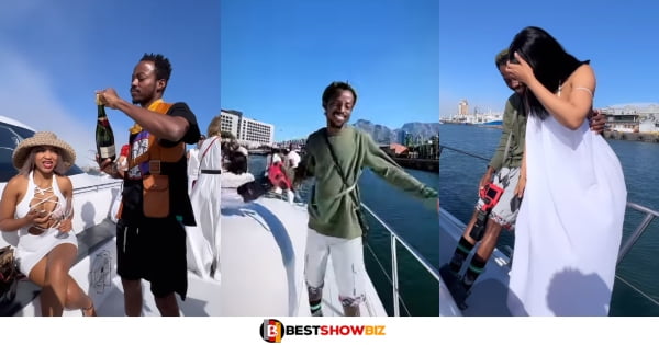 Popular Ghanaian Photographers spotted chilling with slay queens In a boat (video)