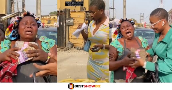 Roasted Plantain Seller Receives $1,200 From A Female Content Creator for almost destroying her business (video)