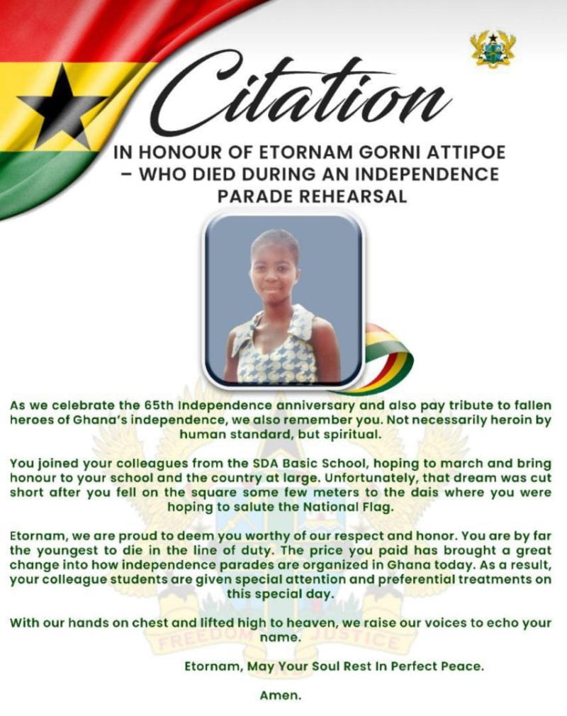 14-year-old Girl Who D!ed At Volta Independence Parade Rehearsal Honoured