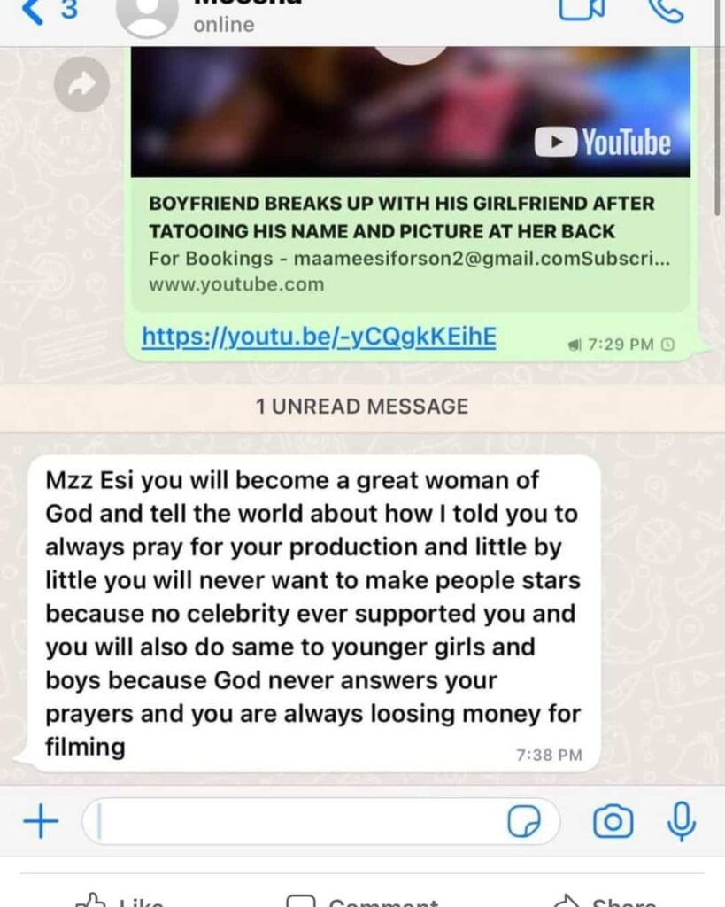 “God never answers your prayers and you shall beg for money” – Moesha Boduong drops new prophecy about Maame Esi Forson