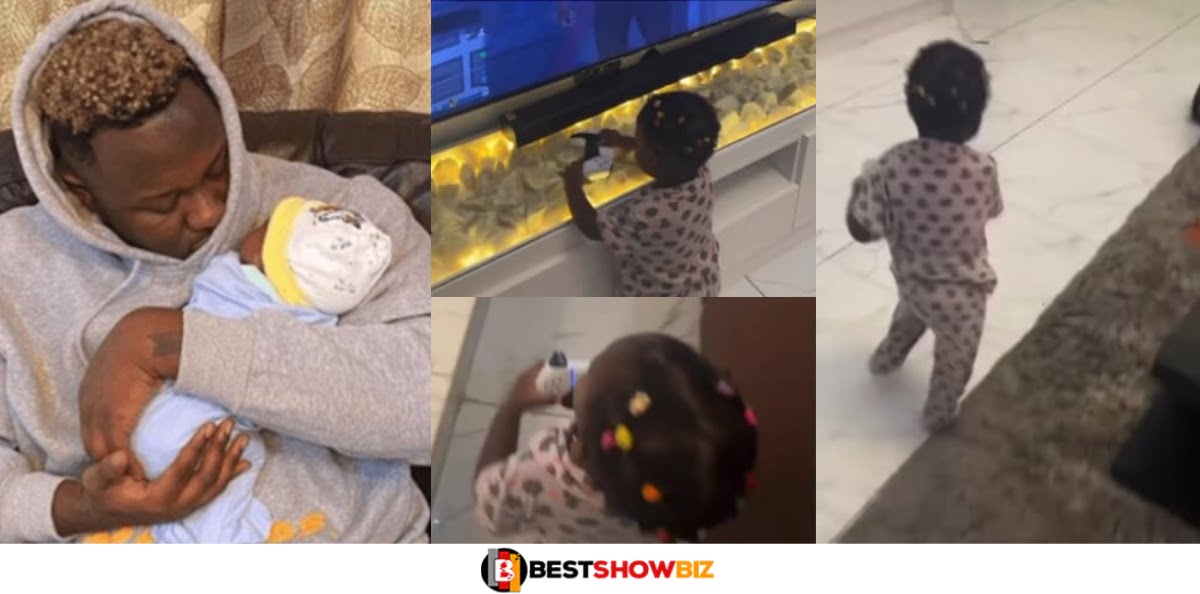Adorable video as Medikal's all-grown-up daughter stops him from playing his PS game
