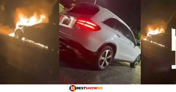Man cries like a baby after his Benz SUV got burnt to ashes just 3 hours after buying it