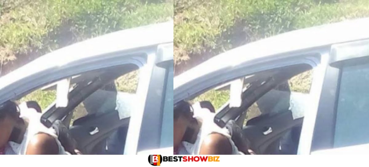 Couple doing the 'thing' in a car involved in an accident after knocking off the handbrake during the process