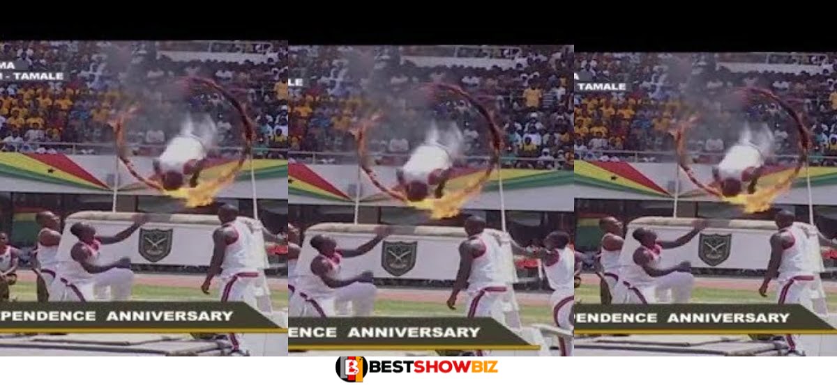 Independent day: F!re Bὺrns Three Military Men As Gymnastic performance Goes Wrong
