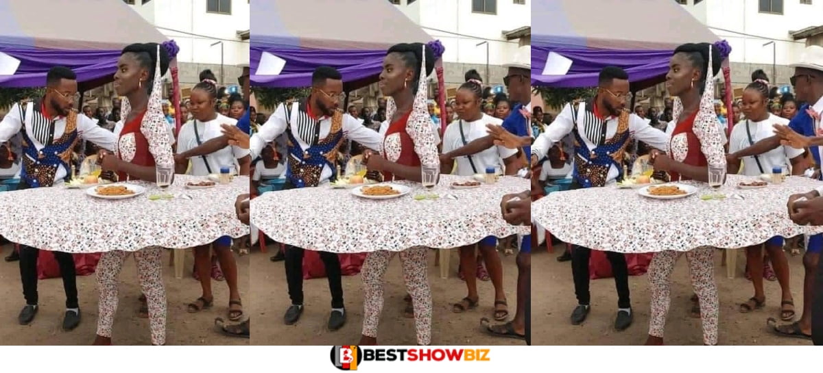Lady storms the internet with a strange dress that looks like a dining table – Photos