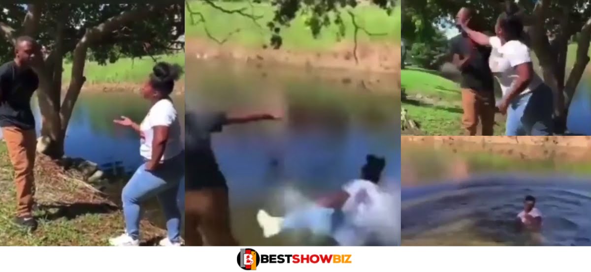 Man Pushes Girlfriend Into River After She Slapped Him In Public For Cheating