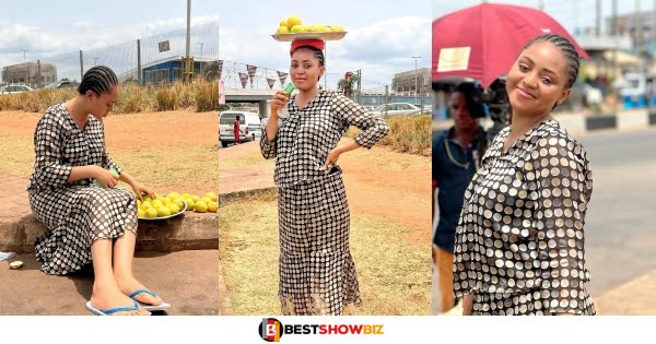Actress Regina Daniels spotted Hawking Oranges on the streets (photos)