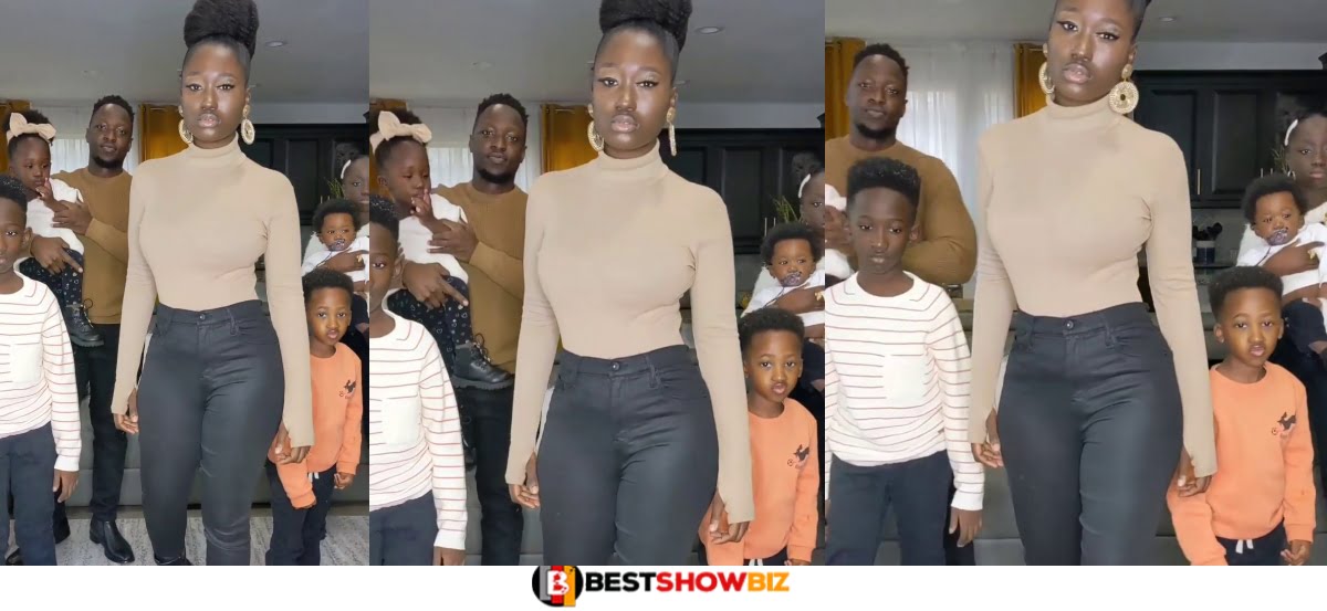 She has flat tummy: Mother goes viral as she steps out with her 5 children in beautiful outfits (video)