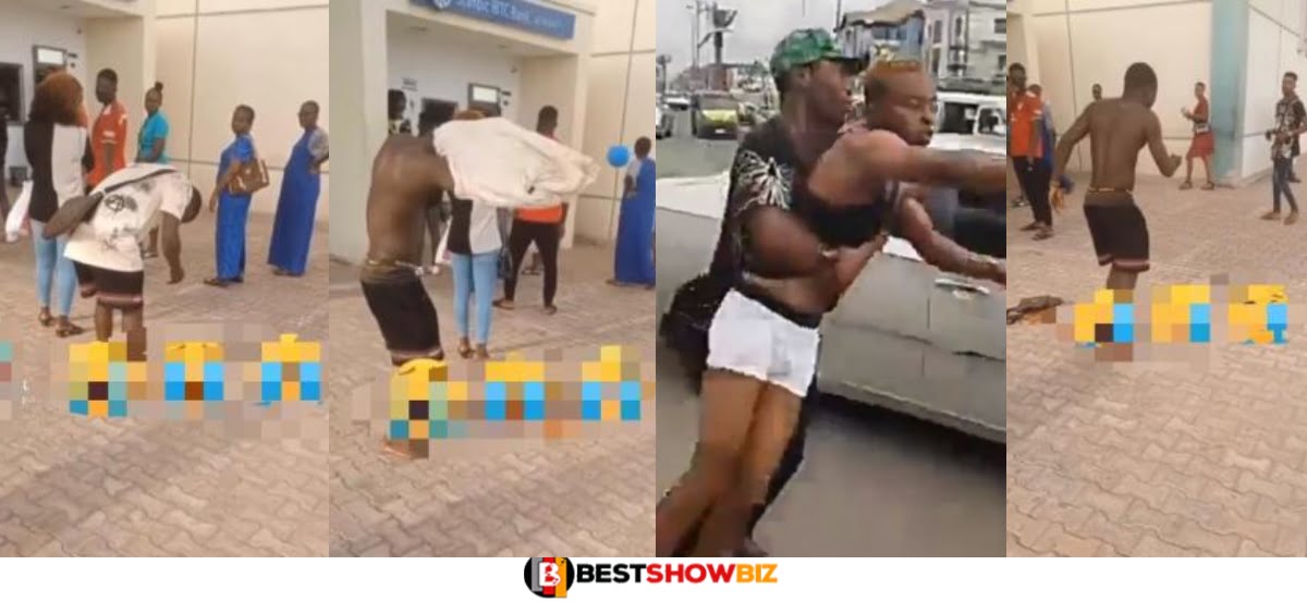 VIDEO: ‘I k!lled my papa’ – Young Yahoo boy goes m@d while in a bank queue to cash out money