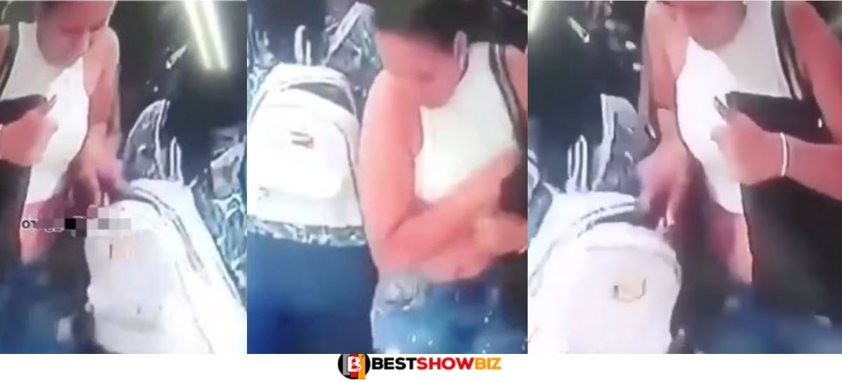 (Video) Beautiful lady with Degree in pickpocketing caught on camera stealing mobile phone