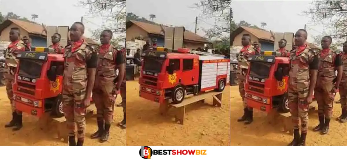 (Video) Ghana Fire Service Stunned The Internet With Customized Coffin For Deceased Officer