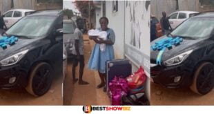 (Video) Ghanaian man surprises wife with a brand new car at the hospital for giving birth to their 1st child