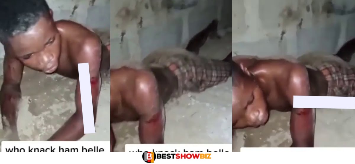 (Video) Man who Impregnated a friend’s wife f0rced to show how he ch0pped her