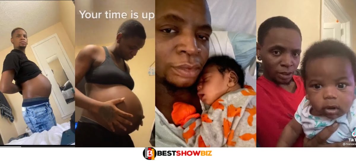 (Video) Reactions As Young Man Posts Video While Pregnant and After Birth