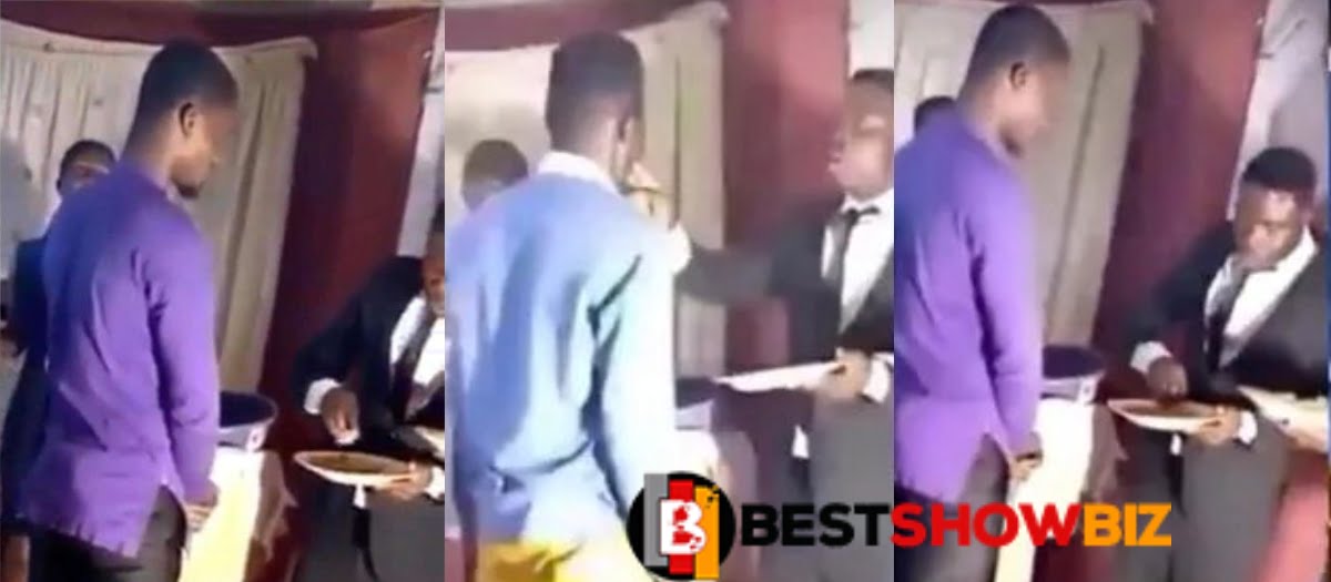 Video: Watch The Moment Pastor serves yam and kontomire stew as communion in church