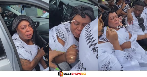 Sad video of Afia Schwarzenegger crying and in pain at her father's funeral breaks hearts on social media (watch)