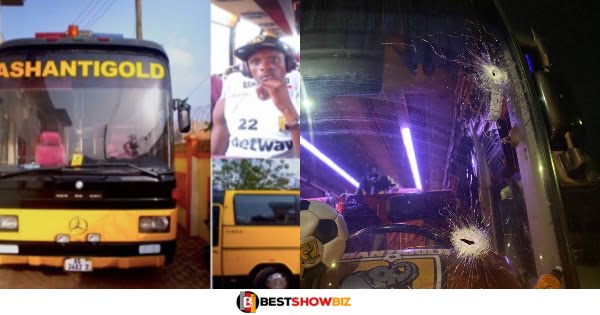Armed robbers attack Ashanti Gold Team, fires 3 bullets at their bus Driver (photos)